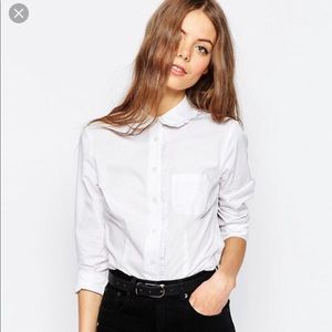 ASOS Peter Pan Collar Ruffle Button Down Shirt US8